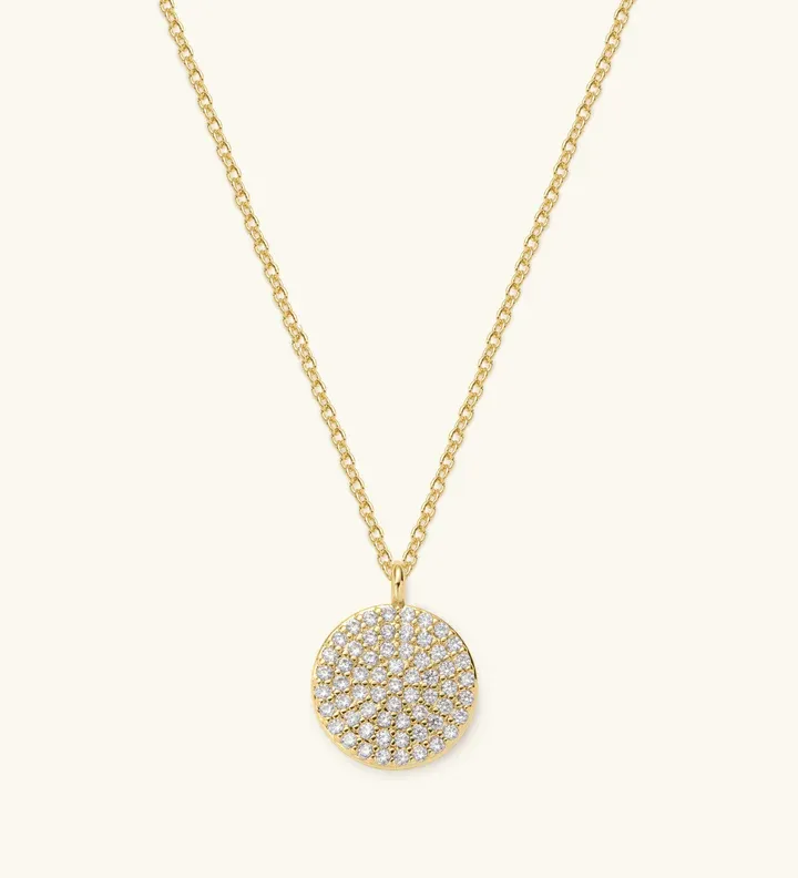 pavediscnecklace.webp گردنبند طلا زنانه کهکشان - Image 1